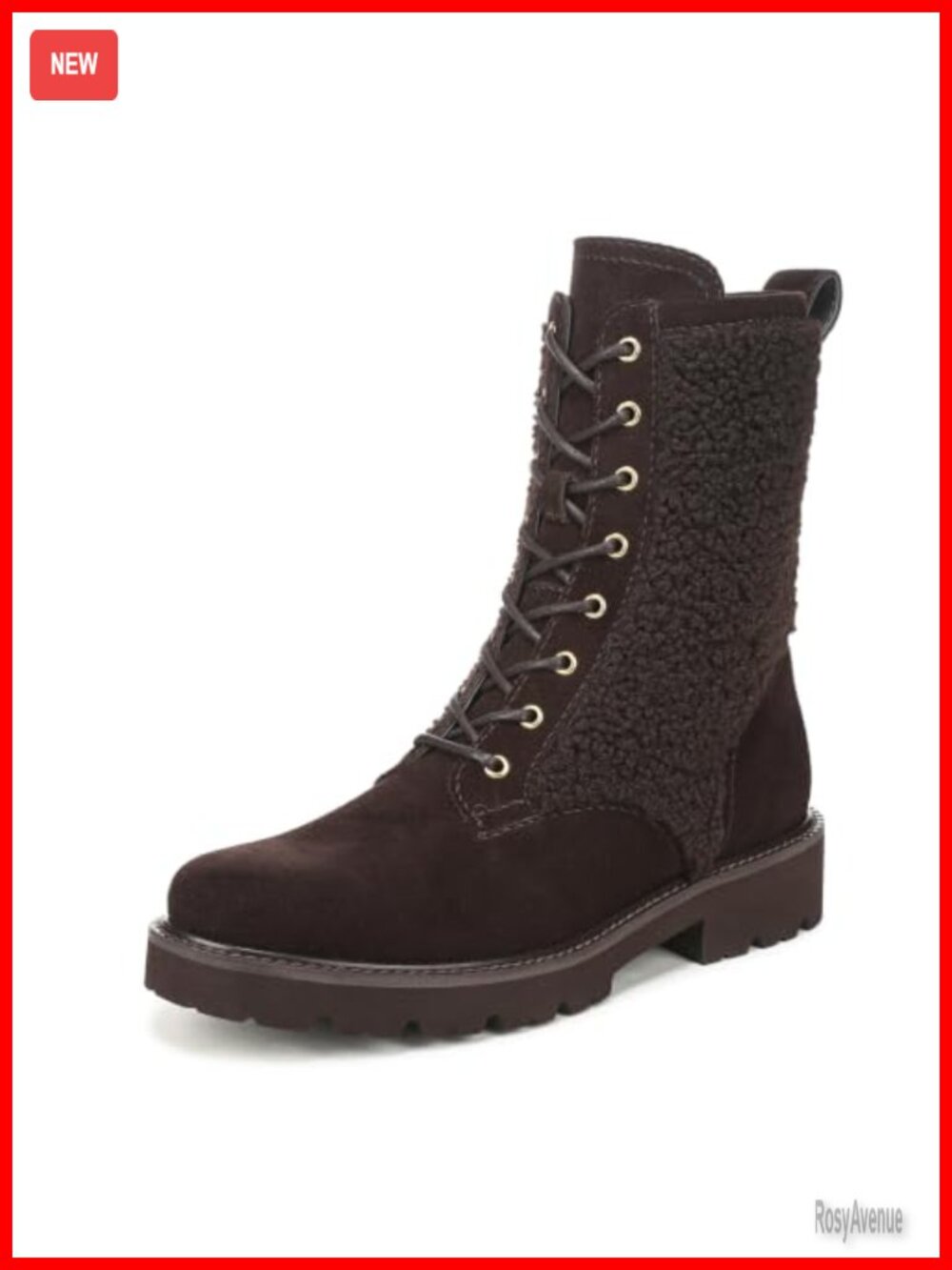 Lace-Up Platform Combat Booties Suede Round Toe Ankle Boots